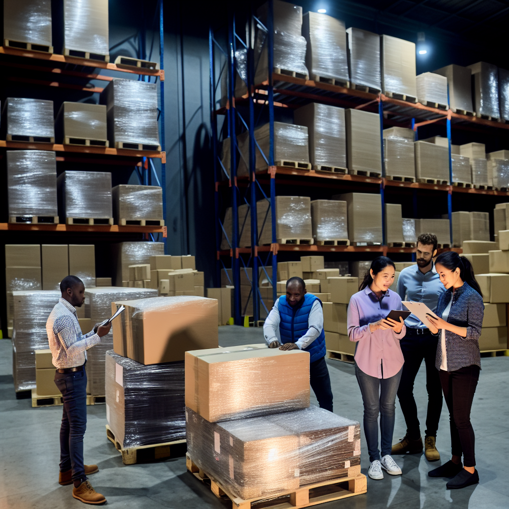 A warehouse filled with pallets of unsold products
